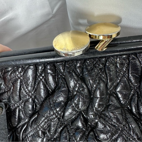 RARE Marc Jacobs Mina Stam Diamond Quilted Frame bag Kiss Lock Full Chain strap - Picture 7 of 13